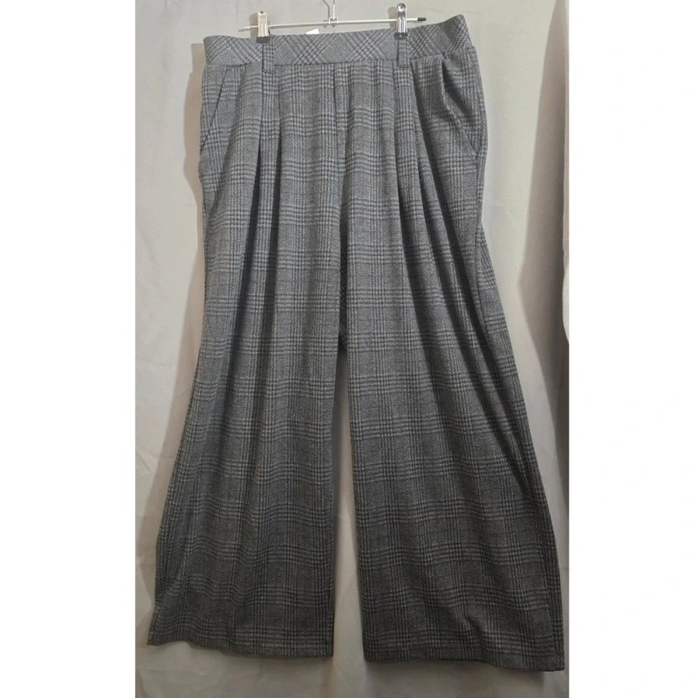 Halara Grey Plaid Wide Leg Dress Pants XL Petite